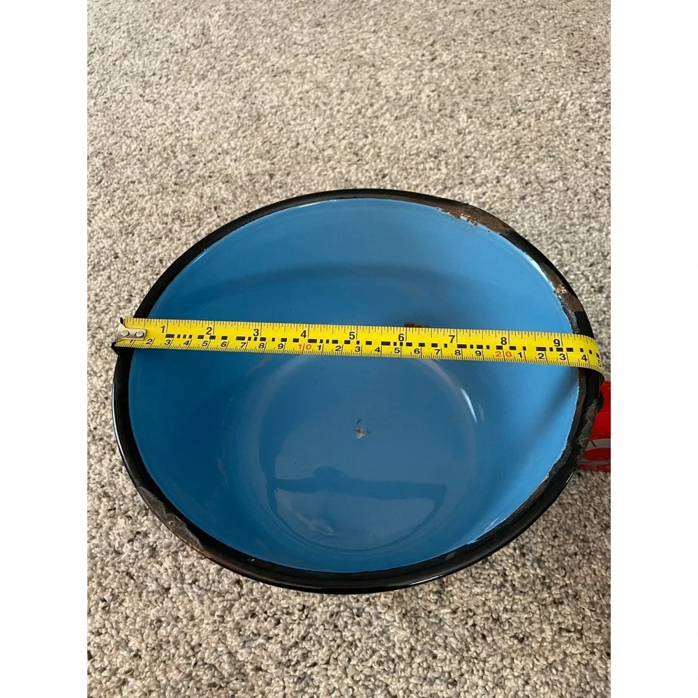 enamel popcorn pan blue Vtg